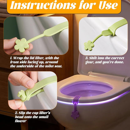 Toilet Lid Handle, Silicone Toilet Lifter with No-Touch Seat Lift, 4 Pack