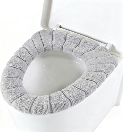 Bathroom Soft Thicker Warmer Stretchable Washable Cloth Toilet Seat Cover Pads 3PCS
