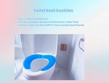 Bule Gel Toilet Seat Cover Cushion Pad Washable Portable Padded Riser Comfort for Elderly Handicapped