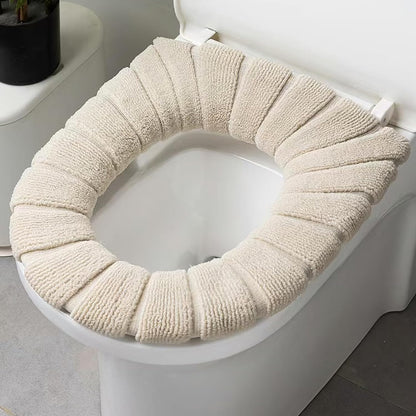 5 Pack Soft Thicker Bathroom Toilet Seat Cover,Soft Warmer Toilet Seat Cushion Cover Stretchable Fits All Oval Toilet Seats Washable Fiber Cloth (Coffee)