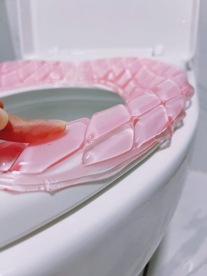 Gel Toilet Seat Cushion - Toilet Cushion for Bathroom - Portable and Washable - Universal Padded Toilet seat for Standard U Shape Toilet Seats -Adhesive Toilet Seat Cushion for Women Seniors (Pink)