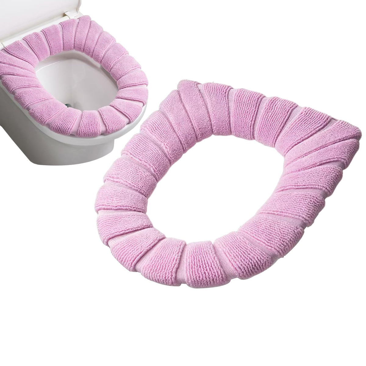 Toilet Covers,5 Pack Bathroom Soft Thicker Warmer Stretchable Washable Cloth Toilet Seat Cover Pads (pink)