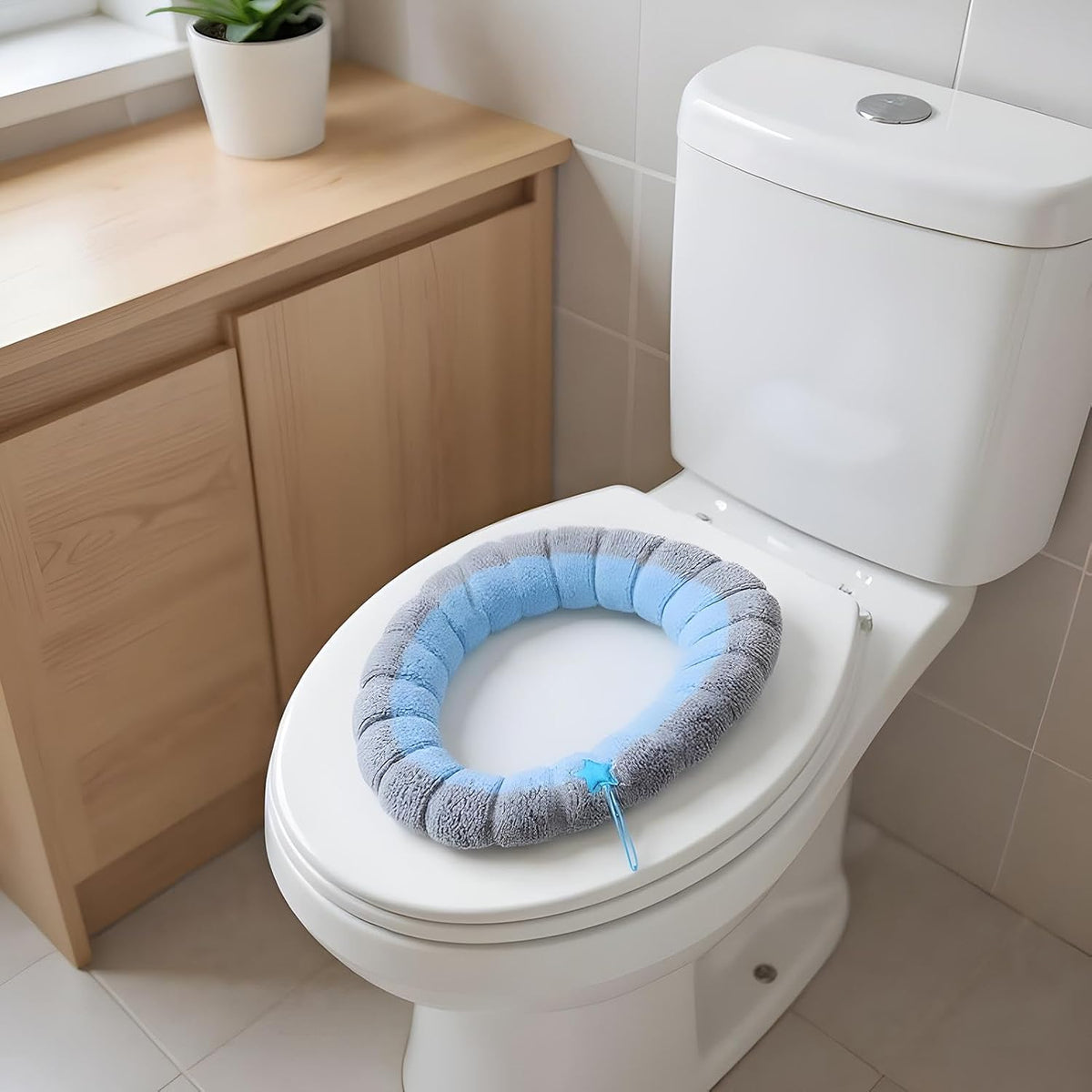 Warm Toilet Seat Cover - Washable Cloth, Soft Bathroom Comfort Cushion Pad