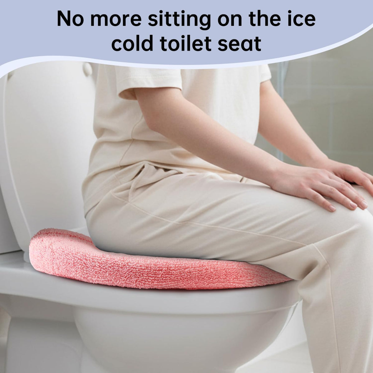 Toilet Seat Cover with Snaps Fixed,Thick Warmer,Machine Washable(pink)