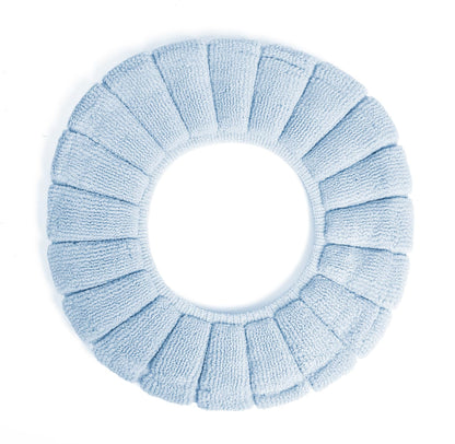 2 PCS Soft Thicker Plush Bathroom Toilet Seat Cover Pads Stretchable Washable Cloth Design for Universal Fit O/U/V/Rectangular Toilets (Lavender)