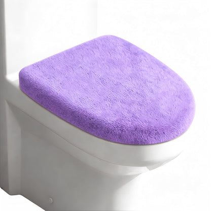 Microfiber Toilet Lid Cover, Soft Velvet Toilet Cover; Absorbent, Machine Washable, Comfortable Adjustable Toilet Seat Cover Fits Most Toilet Lids (Black)