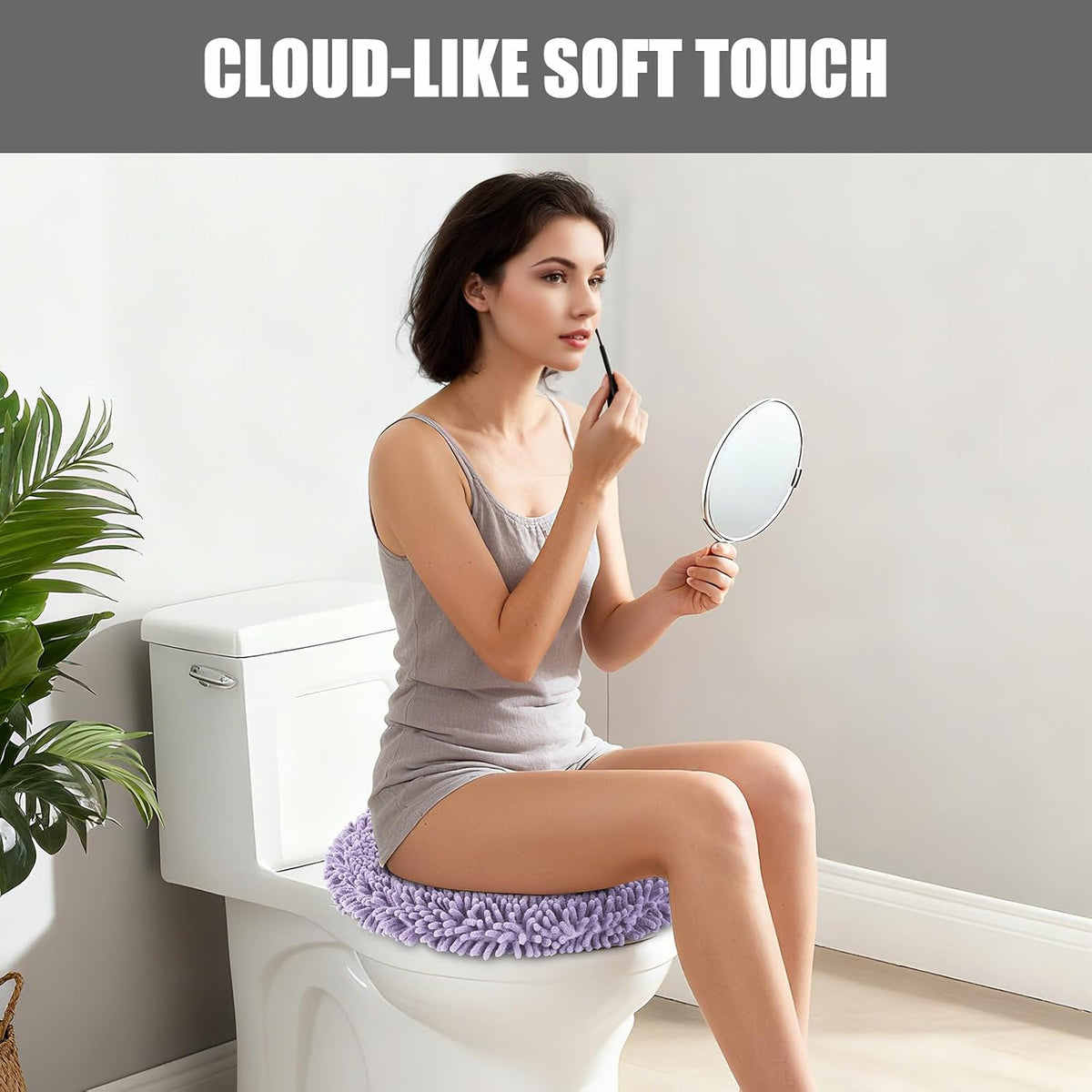 Chenille Elongated Toilet Seat Cover 19.5"x 15" Machine Washable
