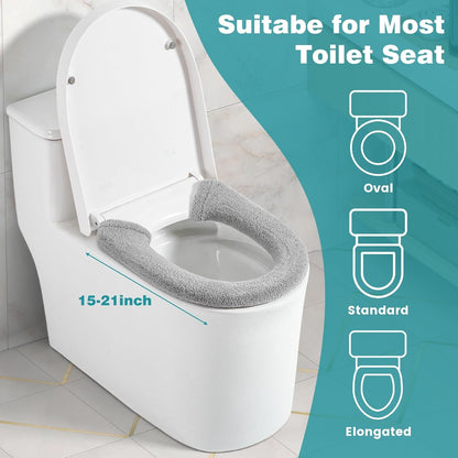 Toilet Seat Cover with Snaps Fixed, Toilet Seat Cushion for Bathroom
