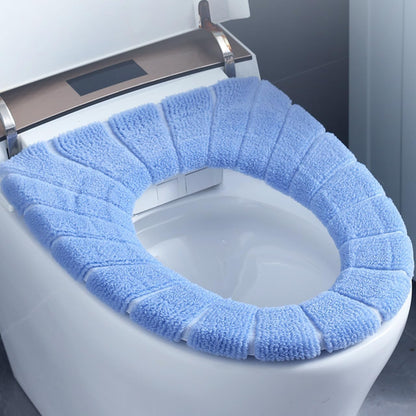 4pcs 4Pcs Knitted Bathroom Thickened Warmer Toilet Seat Cushion Covers Stretchable Washable Cloth Seat Cover