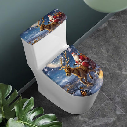 Gray Marble Toilet Cover Set 2 Pack Toilet Seat and Tank Lid Cover Replacement Universal with Elastic Bottom Easy to Clean Bathroom Home Indoor Decoration