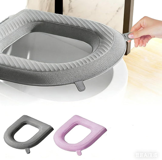Waterproof Toilet Seat Cushion, 2026 New Toilet Seat Cover Pads - Soft Reusable EVA Cushion with Non-Slip Velcro. Universal, Washable & Portable for Home, Travel, Seniors Comfort. (Pink+Gray)