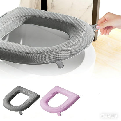 Waterproof Toilet Seat Cushion, 2026 New Toilet Seat Cover Pads - Soft Reusable EVA Cushion with Non-Slip Velcro. Universal, Washable & Portable for Home, Travel, Seniors Comfort. (Pink+Gray)