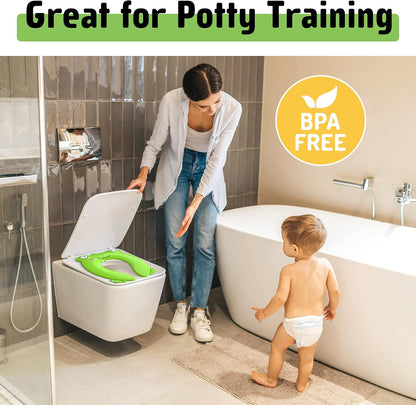 Maliton Foldable Travel Potty Training Seat for Toddlers, Green Frog