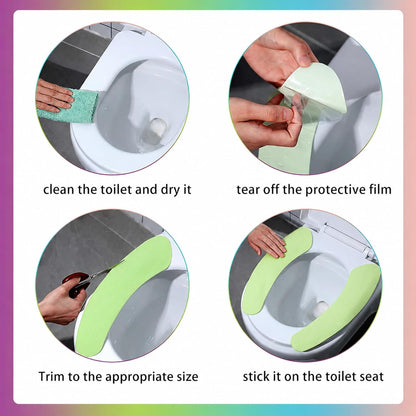 8 Pairs Bathroom Warmer Toilet Seat Cover Pads Washable and Reusable Toilet Seat Cushion Pad Warmer Cover Upgraded Cushion for Winter Bathroom, 4 Colors