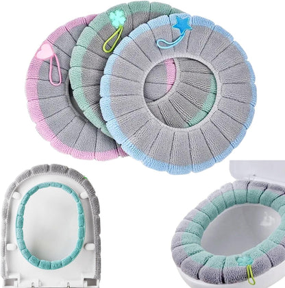 Soft Toilet Seat Cover Pads, Stretchable Washable Toilet Seat Cushion Cover with Handle, Comfortable Toilet Lid Seat Cover, Bathroom Toilet Accessories Set