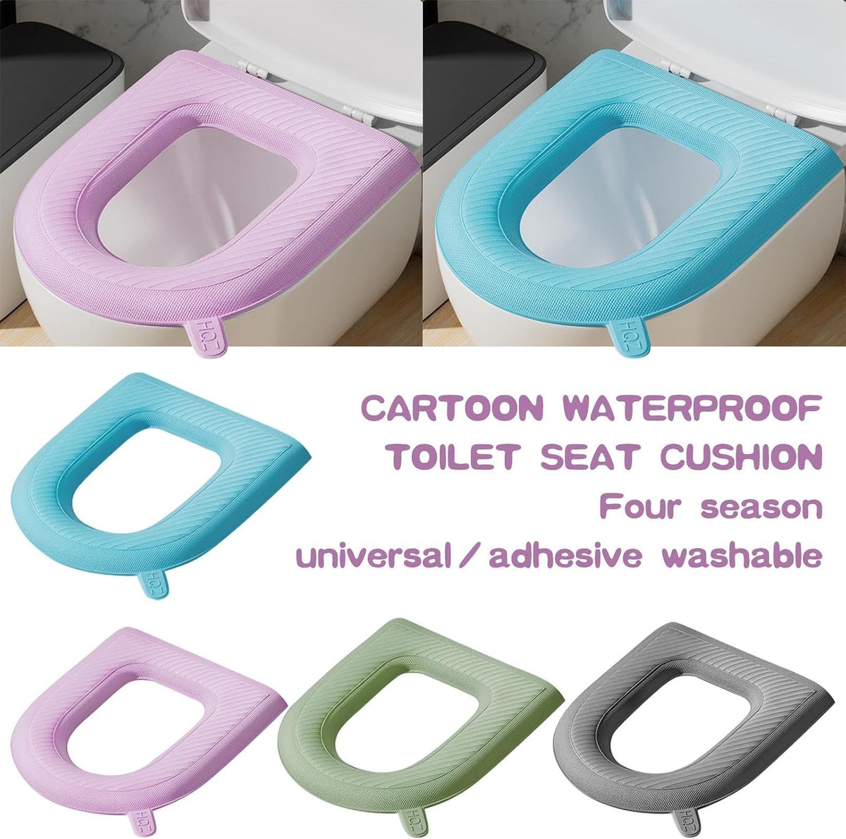 Water Proof Toilet Seat Cover Eva Foam Cushion Pad with Lifting Tab