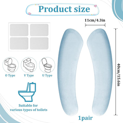Toilet Seat Cover, Thick and Elastic Bathroom Toilet Seat Cushion Soft Polyester Fiber Sponge Cushioned Lid Cover, Non-Slip Washable Reusable Comfort Pad Seats Cushion for Most Toilets (Blue)