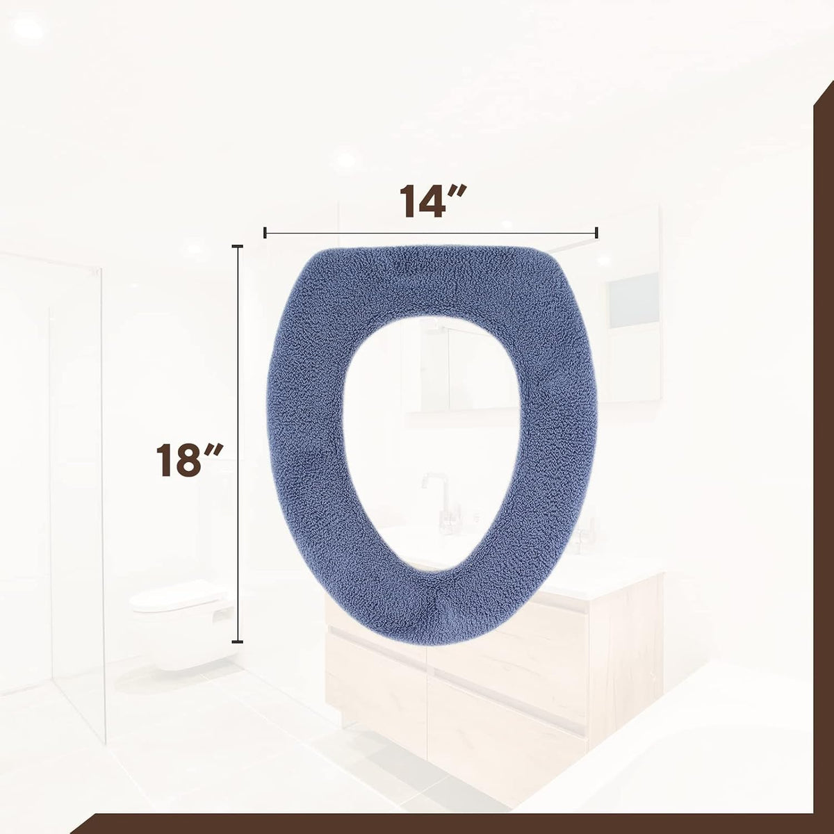 Soft Toilet Seat Cover - Plush & Thick Fabric Toilet Seat Warmer for Round & Elongated 14x18" Toilet Seats - Reusable, Machine-Washable, Easy-Install - Gift-Ready Packaging - Frost Gray