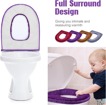 Riakrum 8 Pcs Toilet Seat Covers Pads for Bathroom Soft Thicker Warmer Toilet Seat Cushion Covers Comfortable Washable Toilet Seat Cover Pads with Zipper Home Reusable
