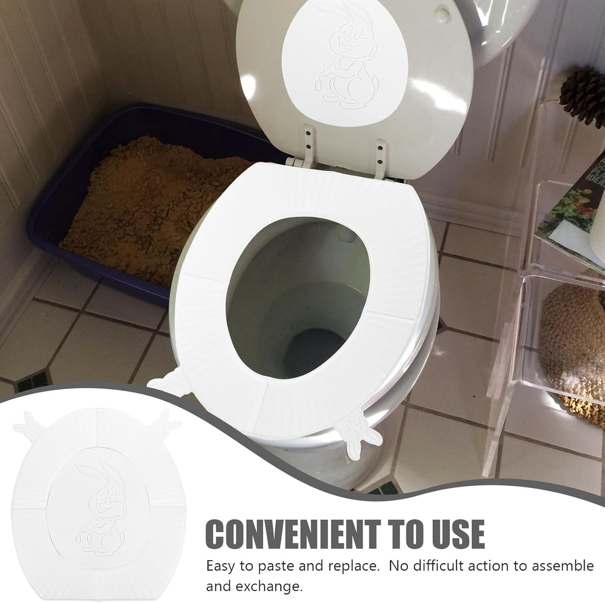 Eva Adhesive Toilet Seat Pad White Thicker Soft Washable