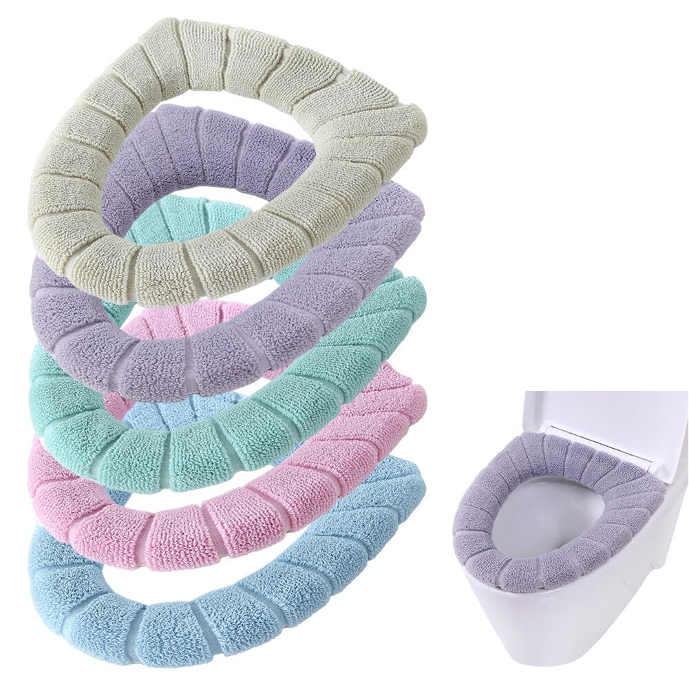 4 Pcs Soft Toilet Seat Cover Pad, Bathroom Soft Thicker Warmer Stretchable