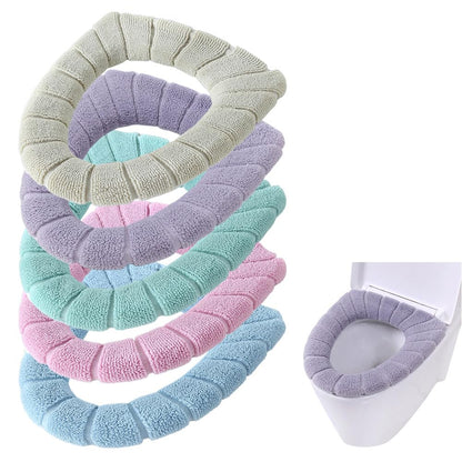 4 Pcs Soft Toilet Seat Cover Pad, Bathroom Soft Thicker Warmer Stretchable