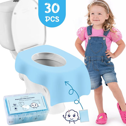 Cottonessence Disposable Toilet Seat Covers (30-Pack) – Waterproof, Individually Wrapped, Portable，Non-Slip Liners for Kids & Adults, Travel & Home Use