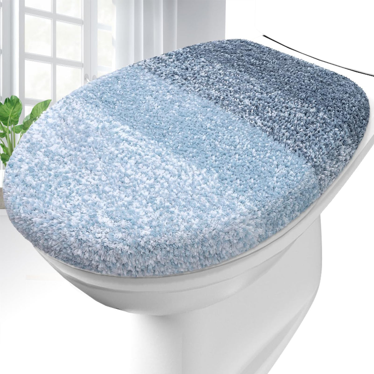 OLANLY Soft Microfiber Bathroom Toilet Lid Cover, 17.5x15, Gray