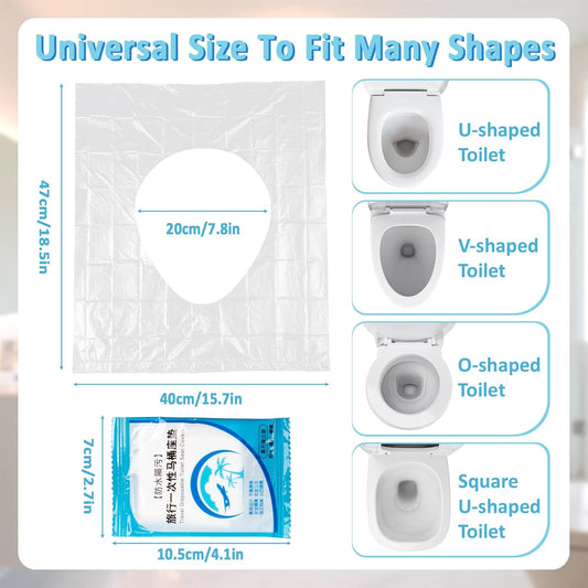 RAINFLOW Disposable Toilet Seat Covers - 60 Pack Waterproof Plastic Covers
