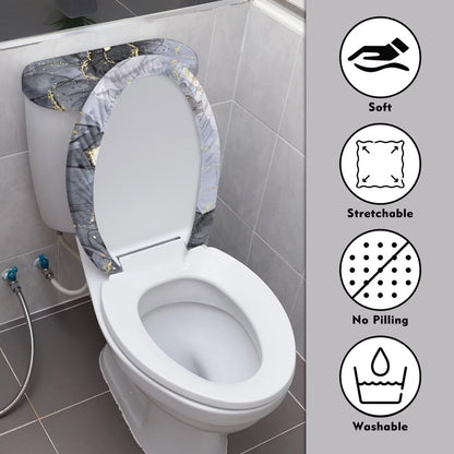 Gray Marble Toilet Cover Set 2 Pack Toilet Seat and Tank Lid Cover Replacement Universal with Elastic Bottom Easy to Clean Bathroom Home Indoor Decoration