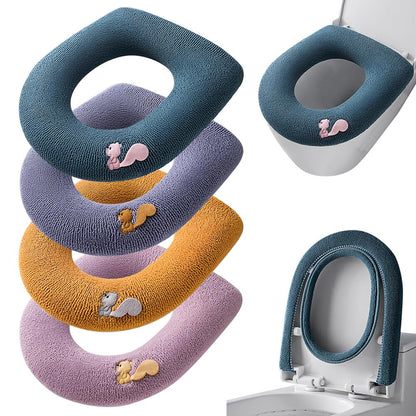 4 Pcs Soft Toilet Seat Cover Pad, Bathroom Soft Thicker Warmer Stretchable