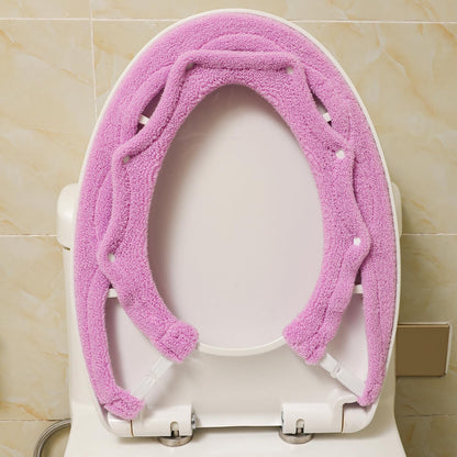 Toilet Seat Cover,Bathroom Soft Thicker Warmer with Snaps Fixed Stretchable Washable Fiber Cloth Toilet Seat Covers Pads Easy Installation& Cleaning (Sky Blue) (MTD21A)