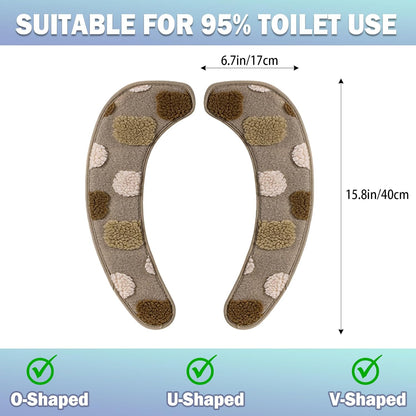 Thick and Warm Toilet Seat Cover – Washable, Reusable Cushion with TPR Adhesive Back & Decorative Pattern for Comfort & Insulation (Brown)