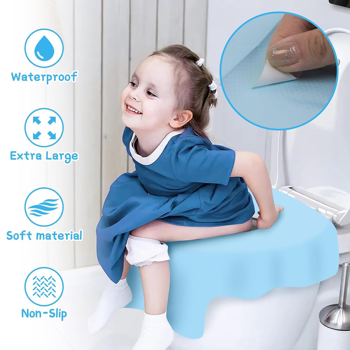 Cottonessence Disposable Toilet Seat Covers (30-Pack) – Waterproof, Individually Wrapped, Portable，Non-Slip Liners for Kids & Adults, Travel & Home Use