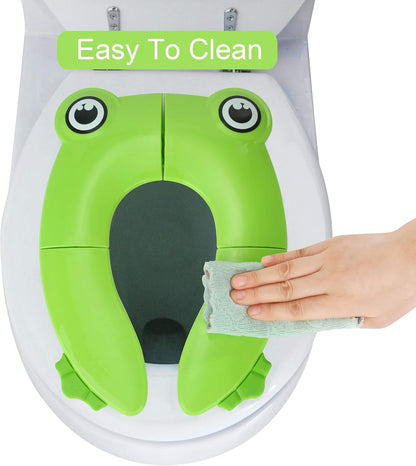 PandaEar Toilet Seat Cover | Folding Travel Toilet Seat for Children and Potty Training | Portable Silicone Toilet Seat for Toddlers, Boys & Girls with Non-Slip Silicone Pads