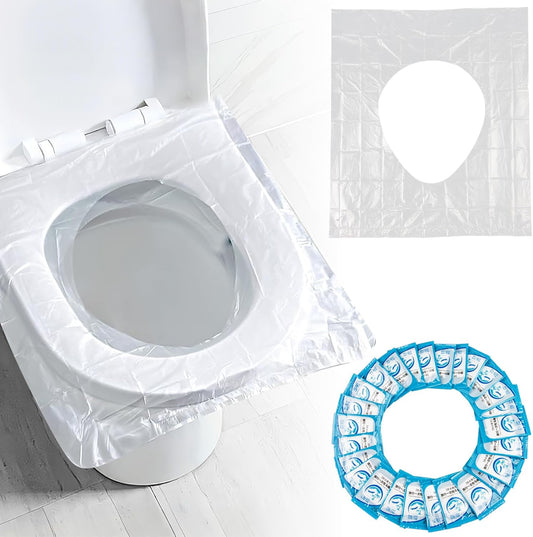 RAINFLOW Disposable Toilet Seat Covers - 60 Pack Waterproof Plastic Covers