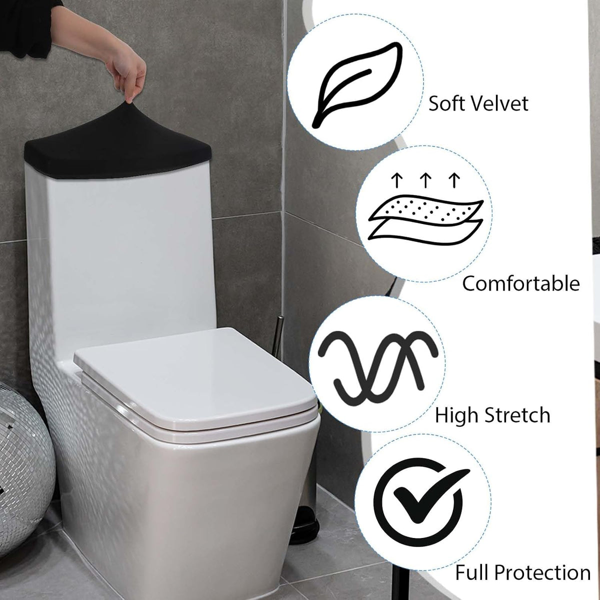 4 Pcs Toilet Tank Cover Lid, Toilet Tank Lid Toilet Top Cover, Comfortable Bathroom Tank Cover Replacement with Elastic Bottom, Washable Soft Toilet Tank Lid Cover Fit Different Sizes(4 Colors)