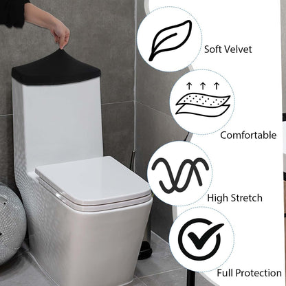 4 Pcs Toilet Tank Cover Lid, Toilet Tank Lid Toilet Top Cover, Comfortable Bathroom Tank Cover Replacement with Elastic Bottom, Washable Soft Toilet Tank Lid Cover Fit Different Sizes(4 Colors)