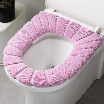 Toilet Covers,5 Pack Bathroom Soft Thicker Warmer Stretchable Washable Cloth Toilet Seat Cover Pads (pink)
