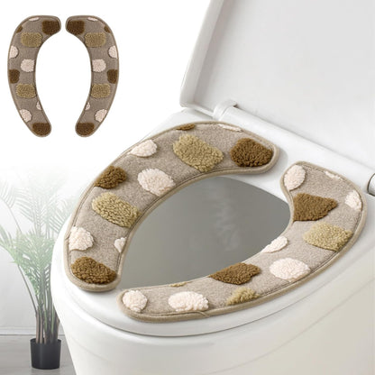Thick and Warm Toilet Seat Cover – Washable, Reusable Cushion with TPR Adhesive Back & Decorative Pattern for Comfort & Insulation (Brown)