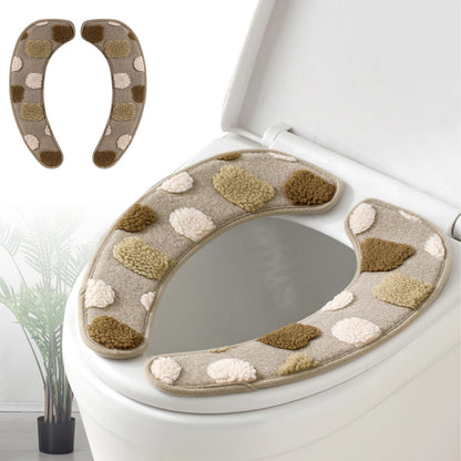 Thick and Warm Toilet Seat Cover – Washable, Reusable Cushion with TPR Adhesive Back & Decorative Pattern for Comfort & Insulation (Brown)