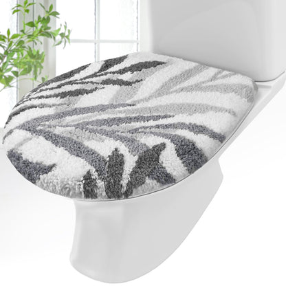Mindsoft Brown Leaves Toilet Seat Covers Bathroom Toilet Lid Cover Soft Microfiber 17.5'' x 15'' Plush Tufted, Machine Washable, Adjustable Rubber Backing Fits Most Round Elongated Oblong Lids