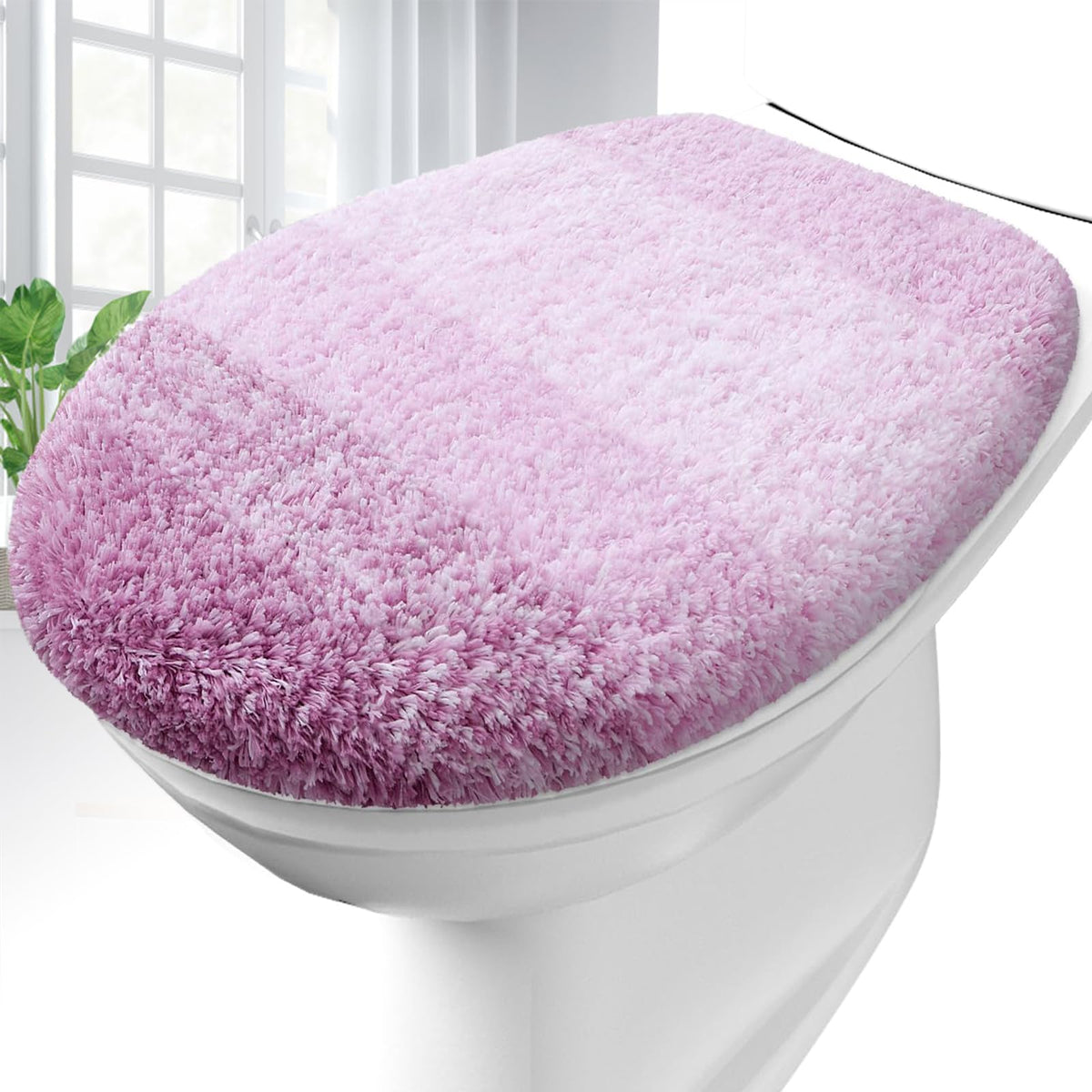 OLANLY Soft Microfiber Bathroom Toilet Lid Cover, 17.5x15, Gray