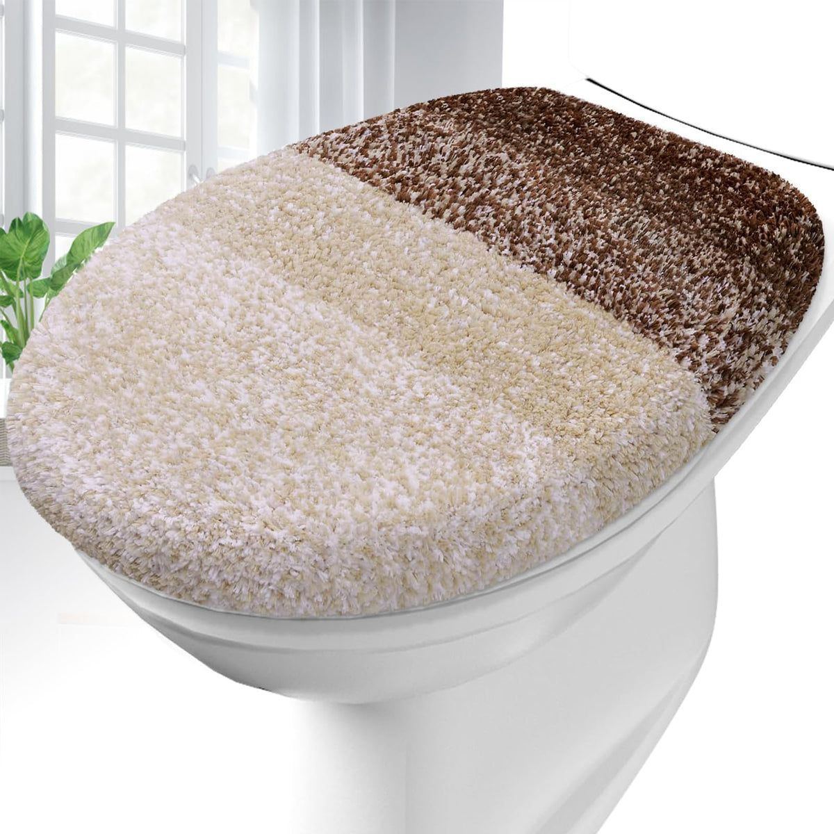 OLANLY Soft Microfiber Bathroom Toilet Lid Cover, 17.5x15, Gray