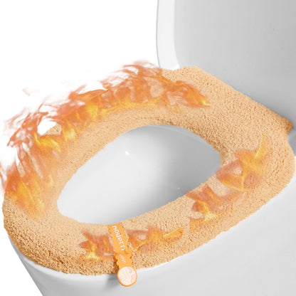 Soft Warm Cushioned Toilet Seat Cover Thicker Bathroom Toilet Seat Cover Pads Stretchable Washable Fiber Cloth Reusable Easy-Install Toilet Lid Seat Cover (azure with Handle)