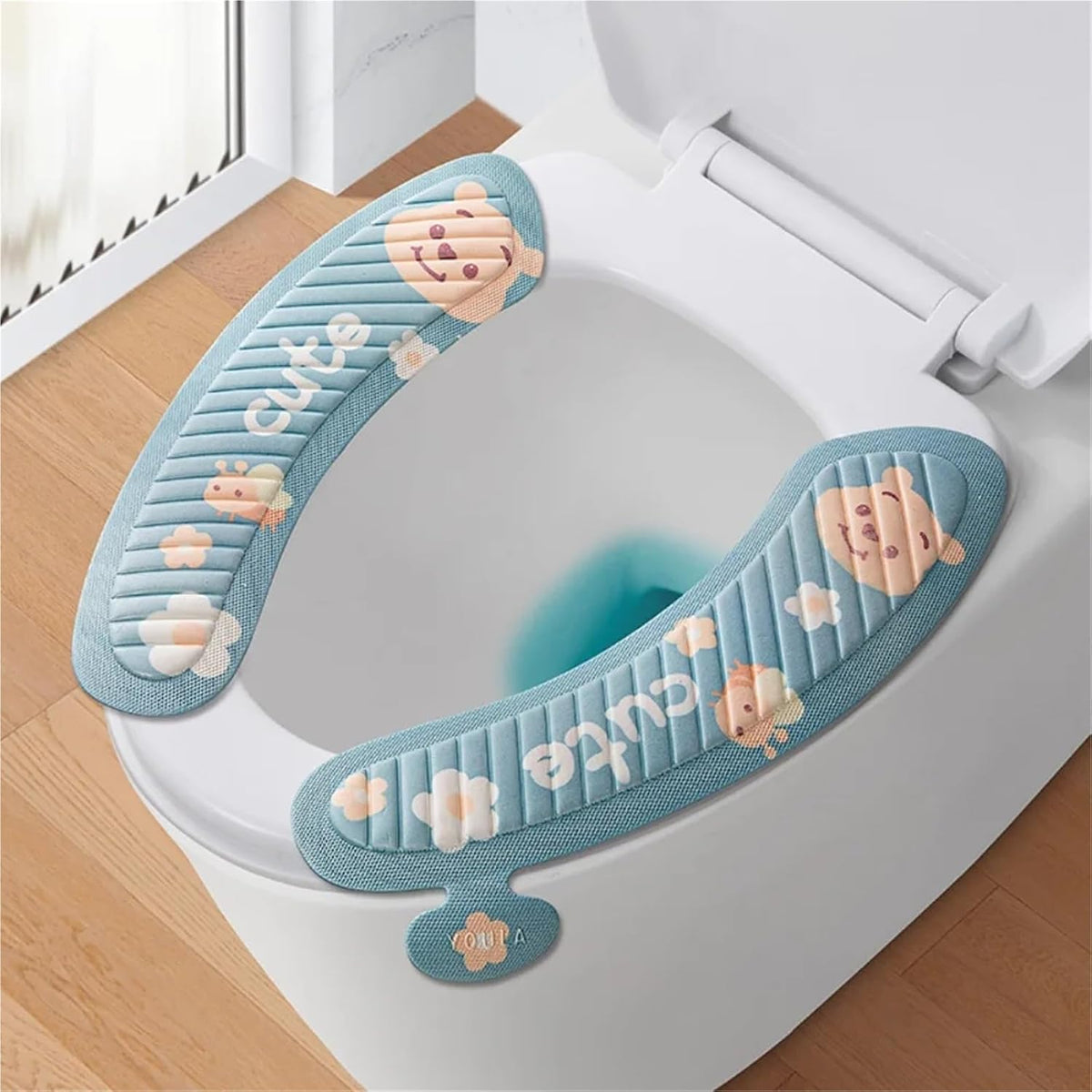 Universal Waterpoof Toilet Seat Cover Cartoon Soft Closestool Mat Washable Cute Sticky Pad Bathroom