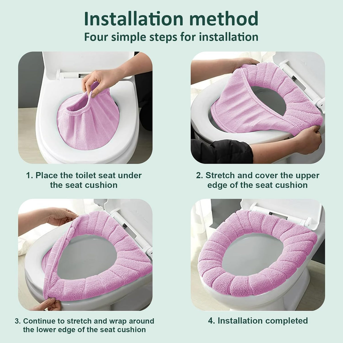 Toilet Covers,5 Pack Bathroom Soft Thicker Warmer Stretchable Washable Cloth Toilet Seat Cover Pads (pink)