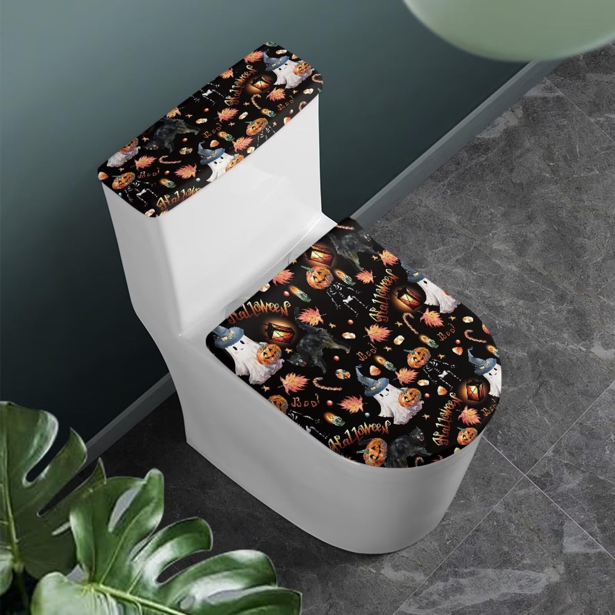 Gray Marble Toilet Cover Set 2 Pack Toilet Seat and Tank Lid Cover Replacement Universal with Elastic Bottom Easy to Clean Bathroom Home Indoor Decoration