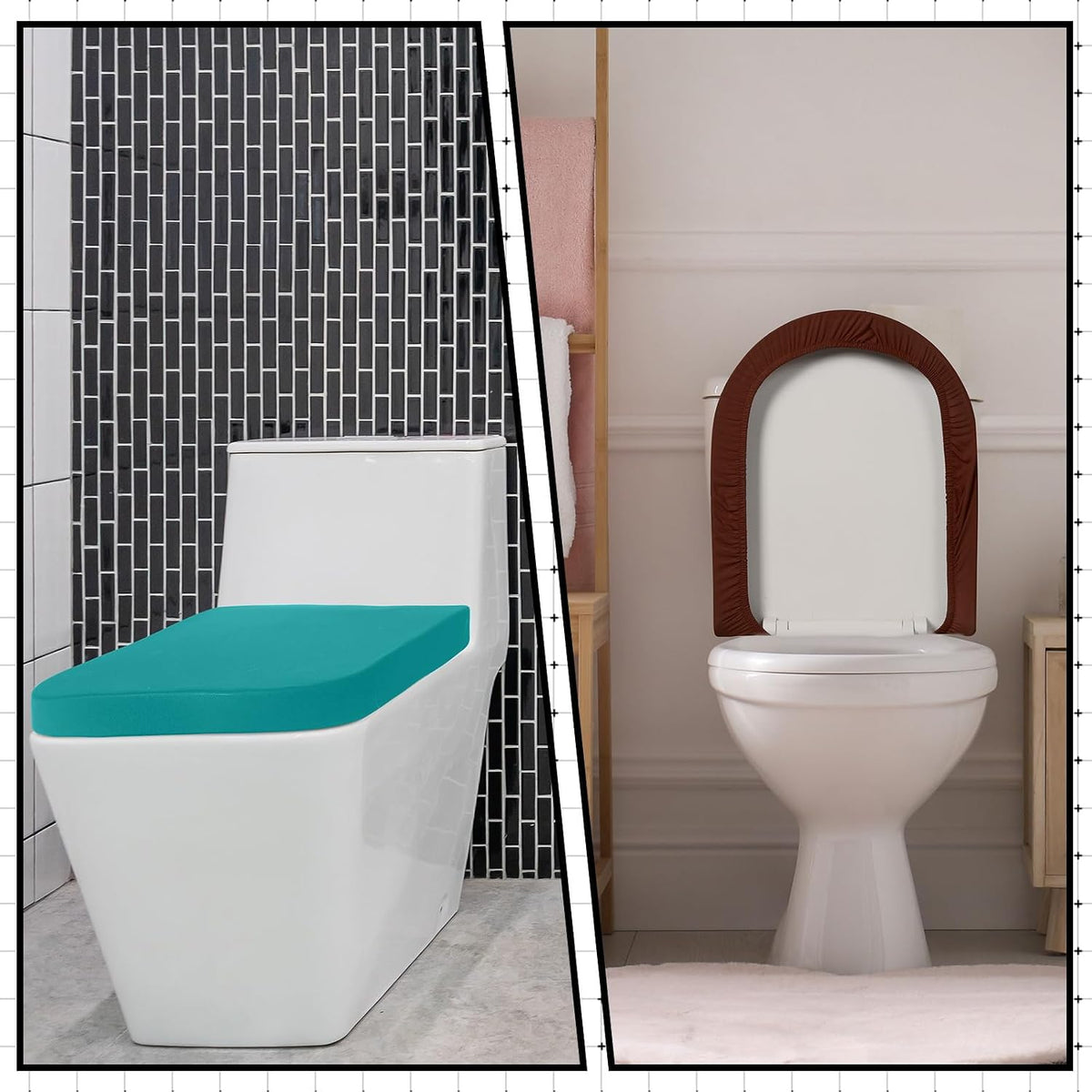 Preboun 4 Pcs Toilet Lid Cover Toilet Seat Cover with Elastic Edges, Standard Toilet Lid Cover Soft Bathroom Covers, Machine Washable Seat Covers Universal for Most Toilet Bowl Lids (Vibrant Colors)