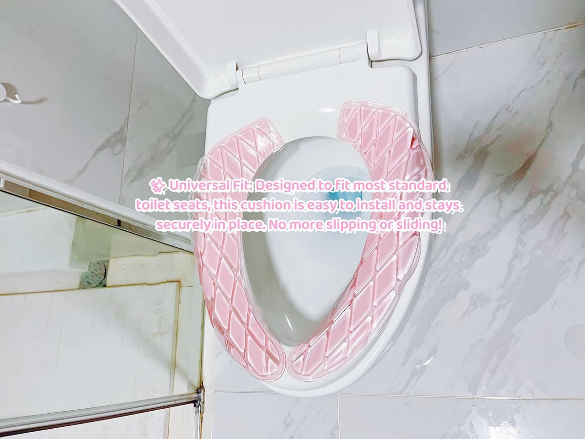 Gel Toilet Seat Cushion - Portable and Washable - Universal padded toilet seat for Standard U Shape Toilet Seats -Adhesive Toilet Seat Cushion for Women Seniors(Pink)